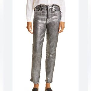 FRAME Le Sylvie High Waist Straight Leg Jeans Women’s Size 26 Metallic Chrome